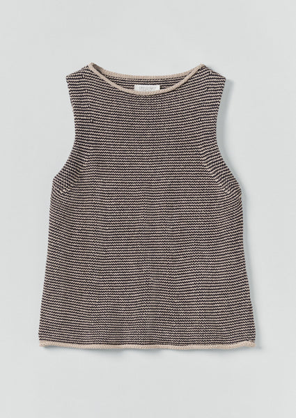 Stripe Linen Cotton Knitted Tank Navy Putty