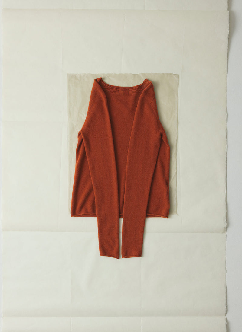 Wool Cashmere Neat Sweater | Burnt Sienna