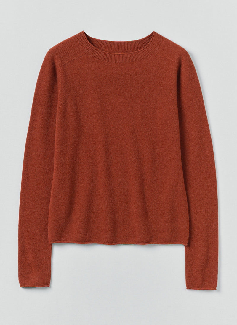 Wool Cashmere Neat Sweater | Burnt Sienna