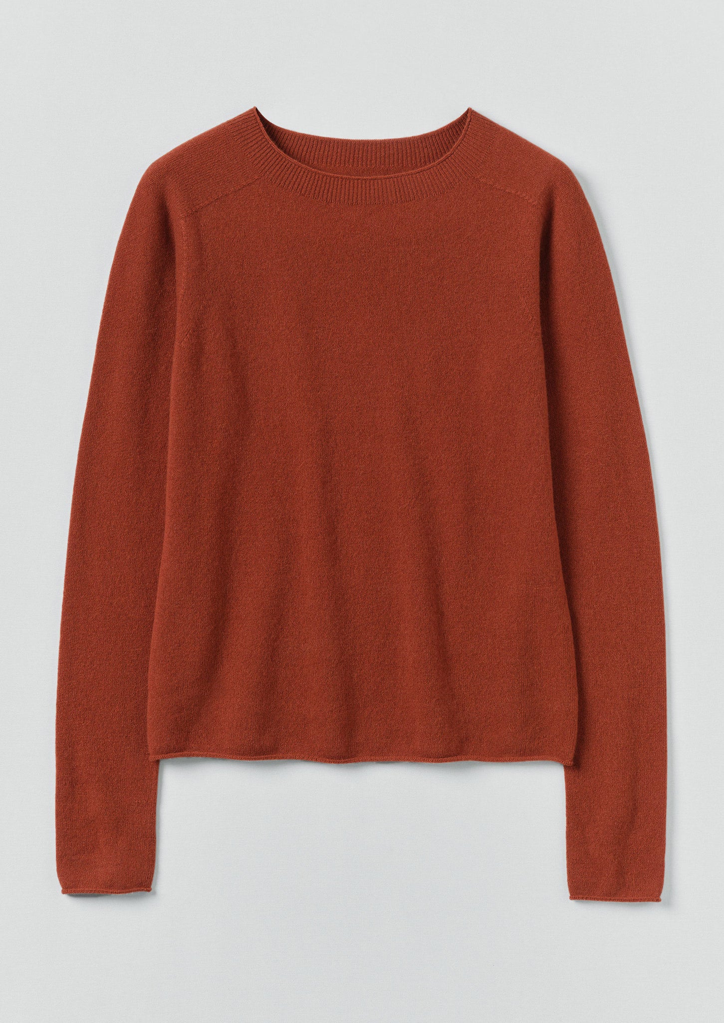 Wool Cashmere Neat Sweater | Burnt Sienna