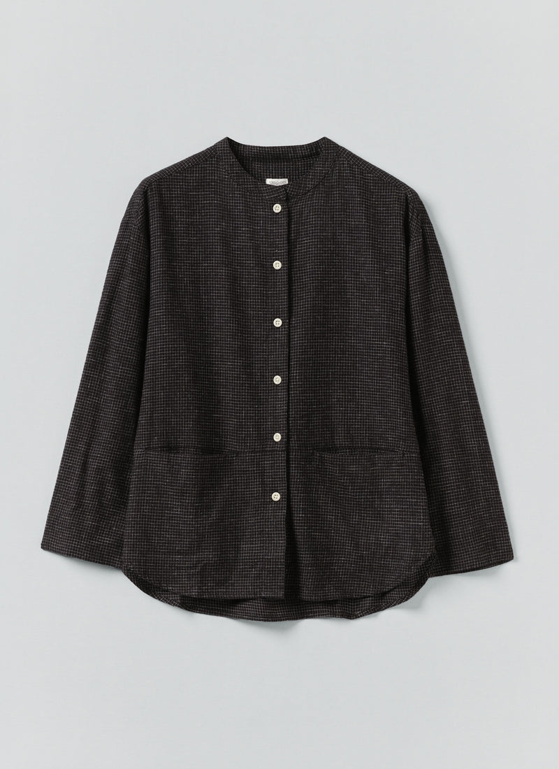 Cotton Cashmere Check Shirt | Black/Ecru