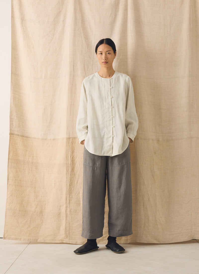 Garment Dyed Linen Chef Shirt | Oat