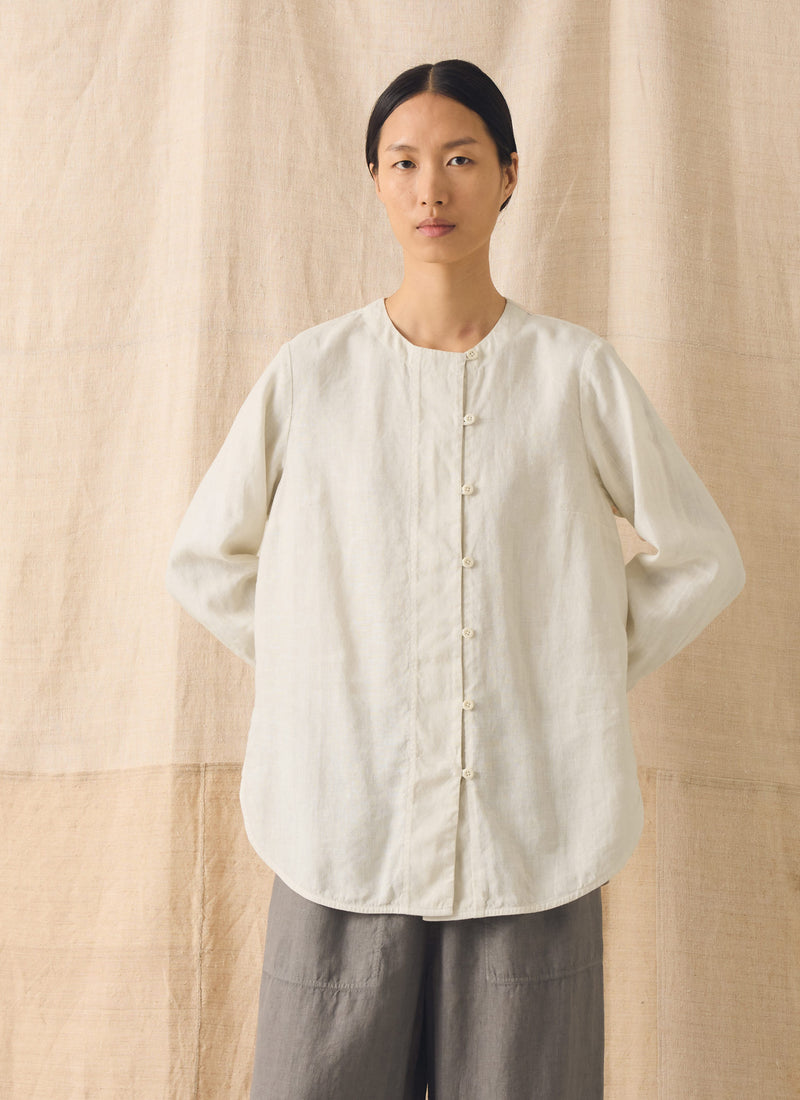 Garment Dyed Linen Chef Shirt | Oat