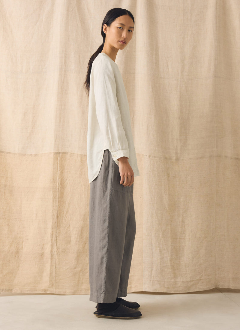 Garment Dyed Linen Chef Shirt | Oat