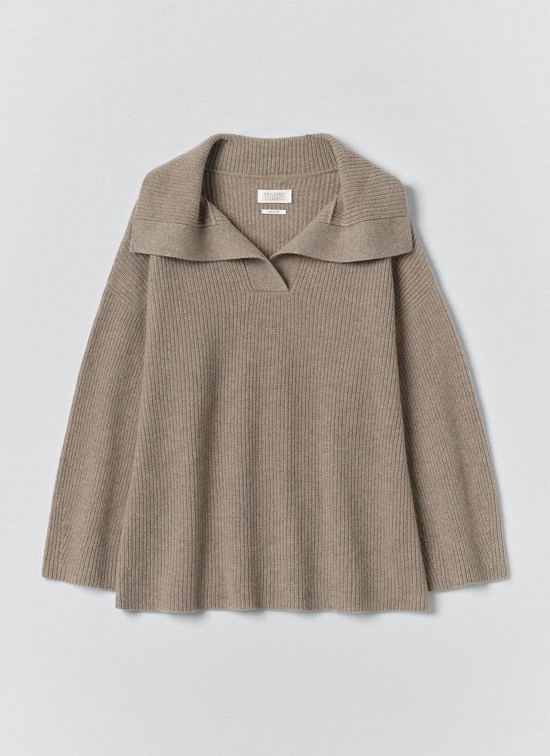 Ribbed Wool Cashmere Sweater | Oatmeal