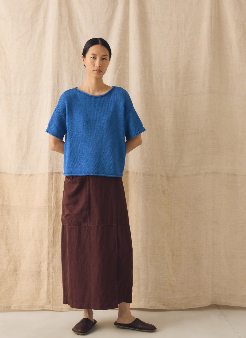 Knitted Cotton Linen Tee | Bluebird