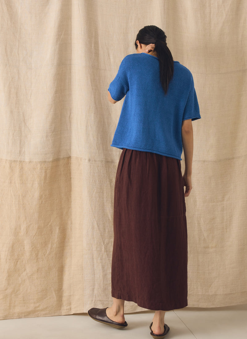 Knitted Cotton Linen Tee | Bluebird