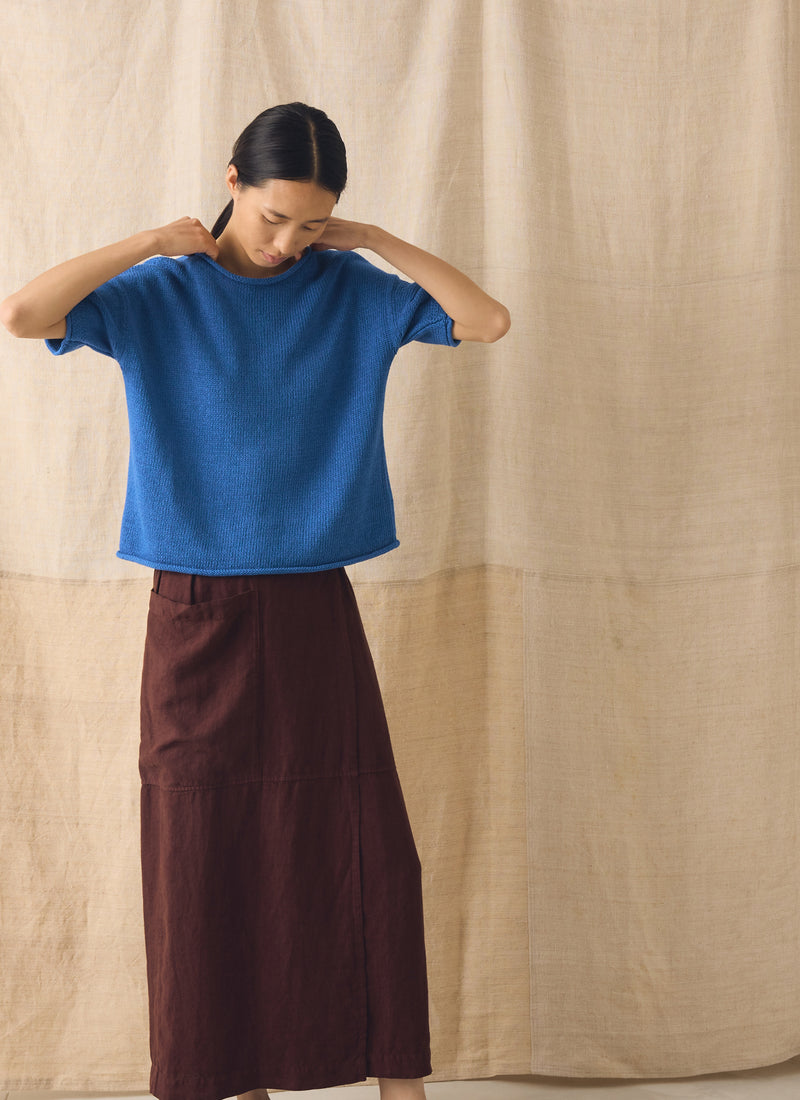 Knitted Cotton Linen Tee | Bluebird