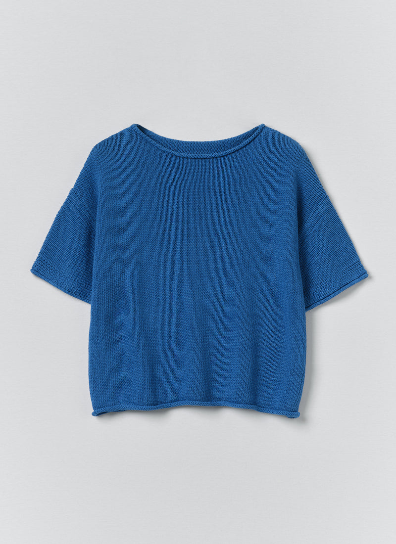 Knitted Cotton Linen Tee | Bluebird