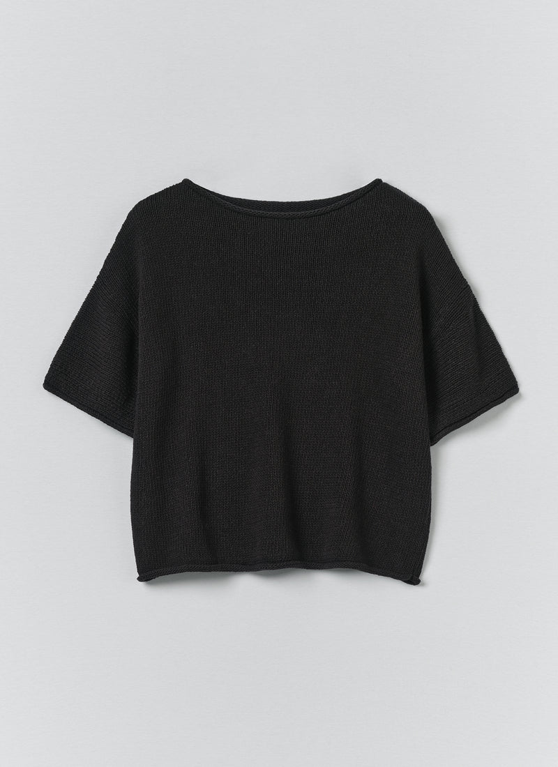 Knitted Cotton Linen Tee | Slate