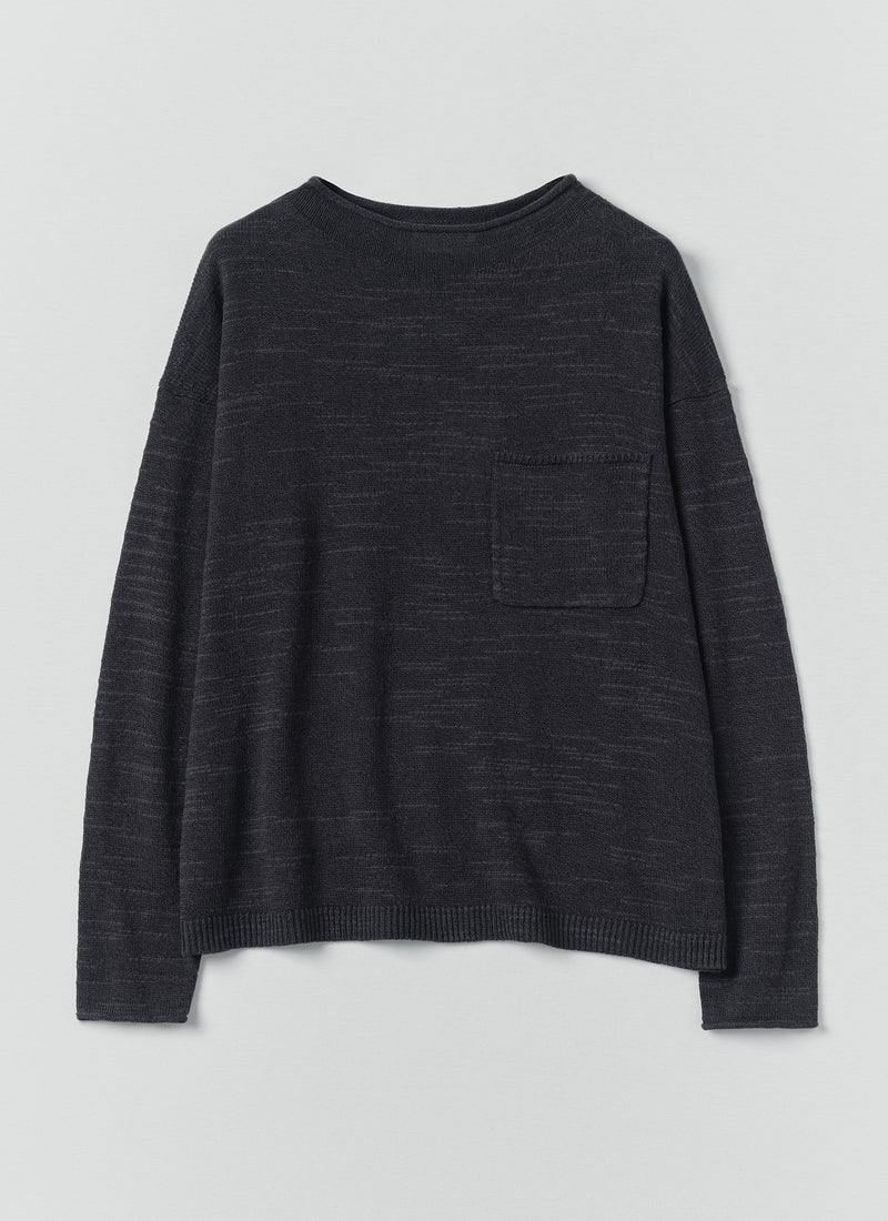Linen Cotton Fine Knit Sweater | Dark Navy