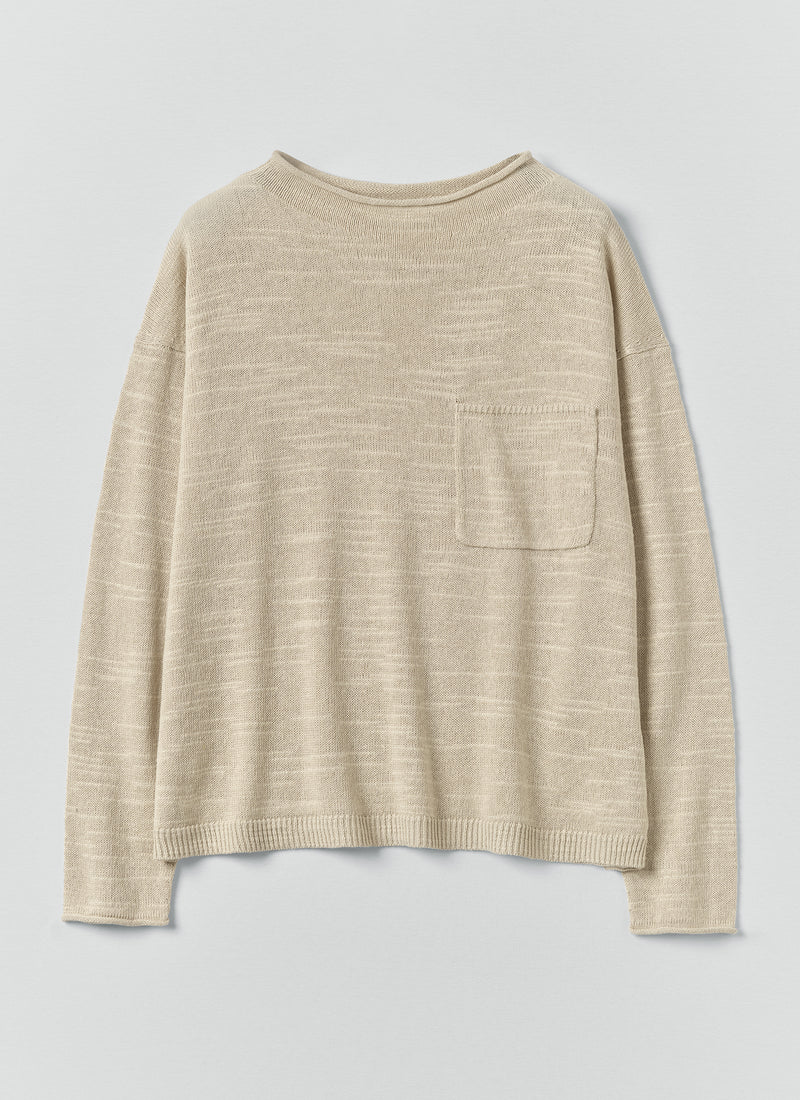 Linen Cotton Fine Knit Sweater | Parchment