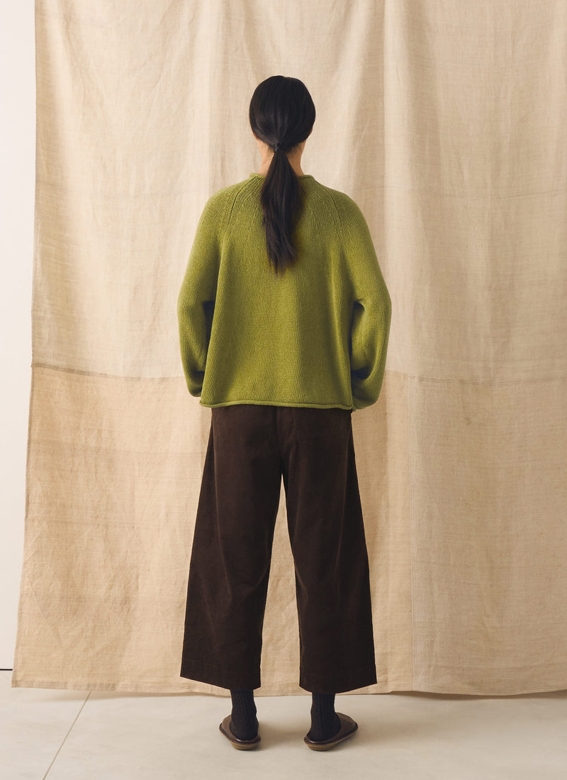 Organic Cotton Linen Easy Sweater | Olivine
