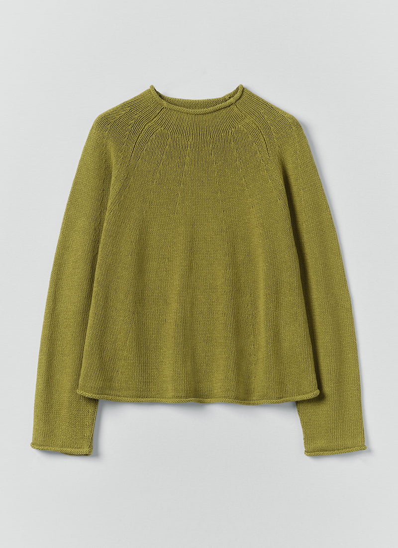 Organic Cotton Linen Easy Sweater | Olivine