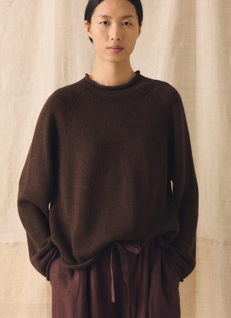 Organic Cotton Linen Easy Sweater | Bitter Chocolate