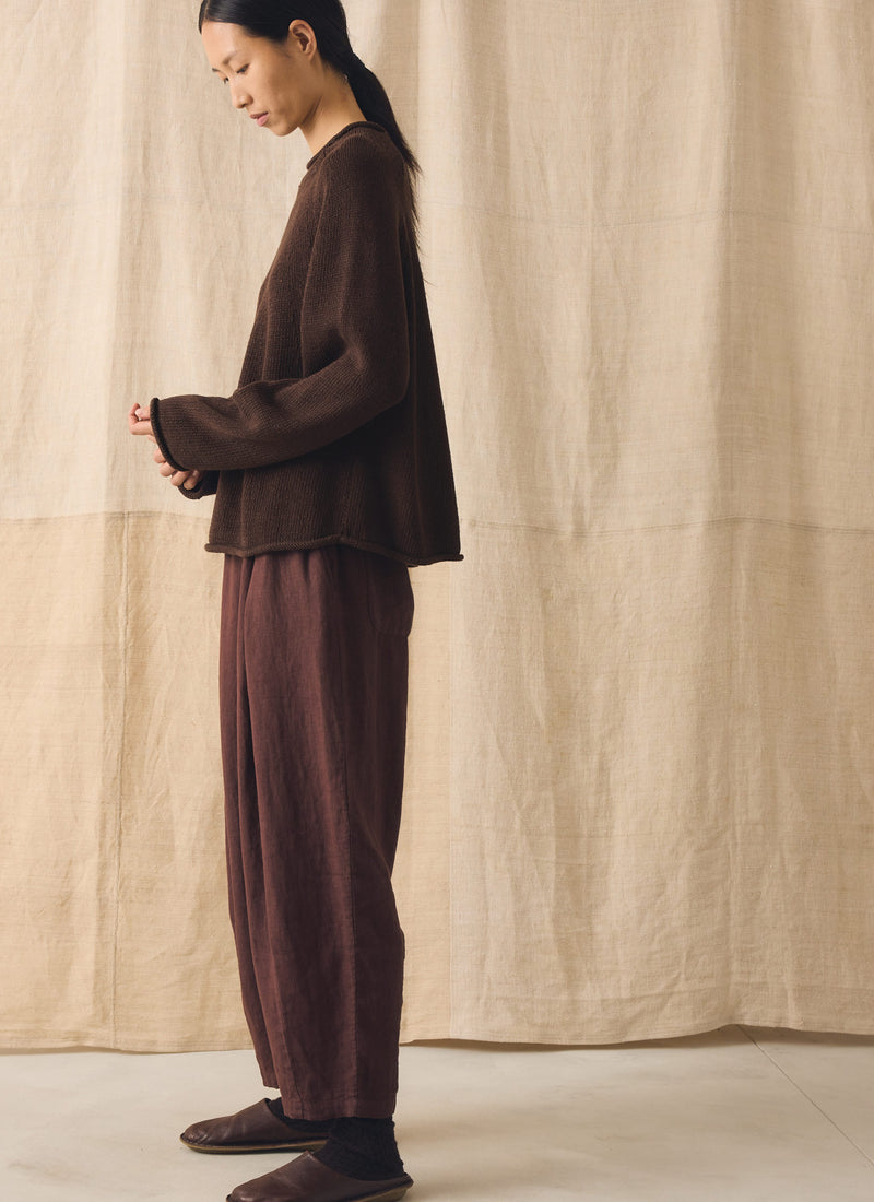 Organic Cotton Linen Easy Sweater | Bitter Chocolate