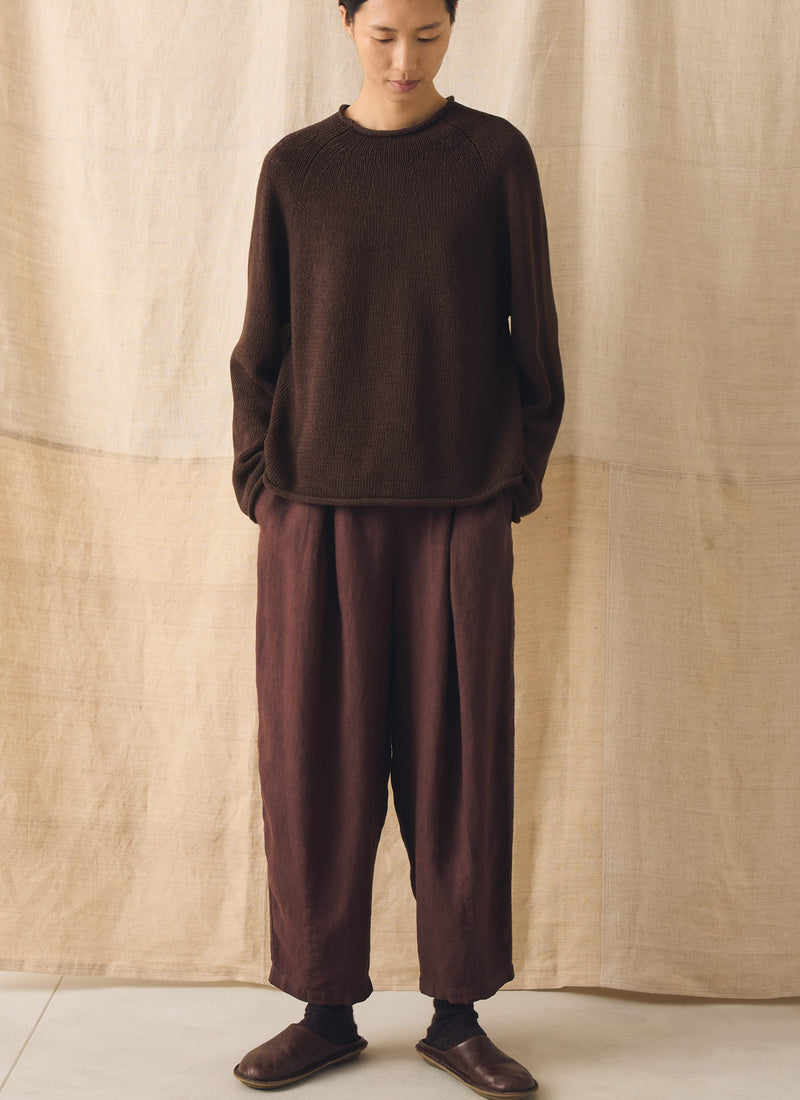 Organic Cotton Linen Easy Sweater | Bitter Chocolate
