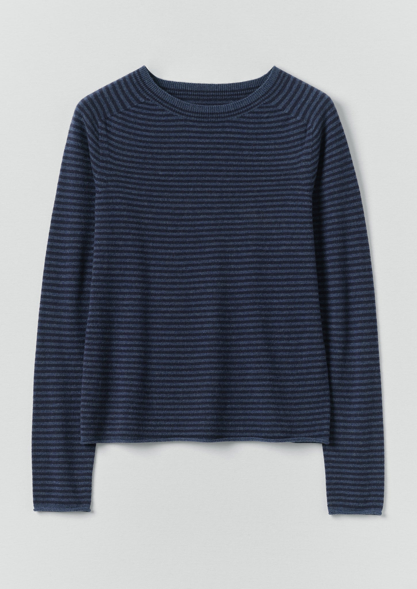 Stripe Wool Cashmere Neat Sweater | Denim Blue/Blue