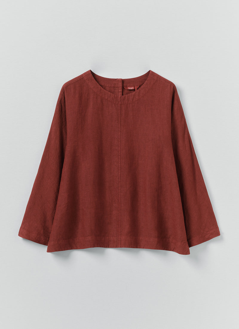 Garment Dyed Linen Top | Tomato Red