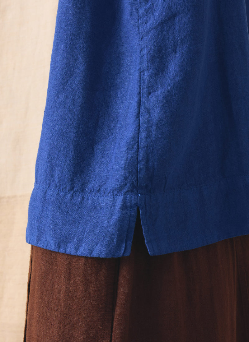 Square Neck Garment Dyed Linen Tank | Carmine Blue
