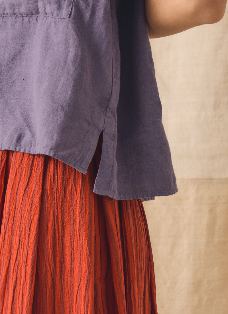 Garment Dyed Lightweight Linen Shirt | Dark Thistle