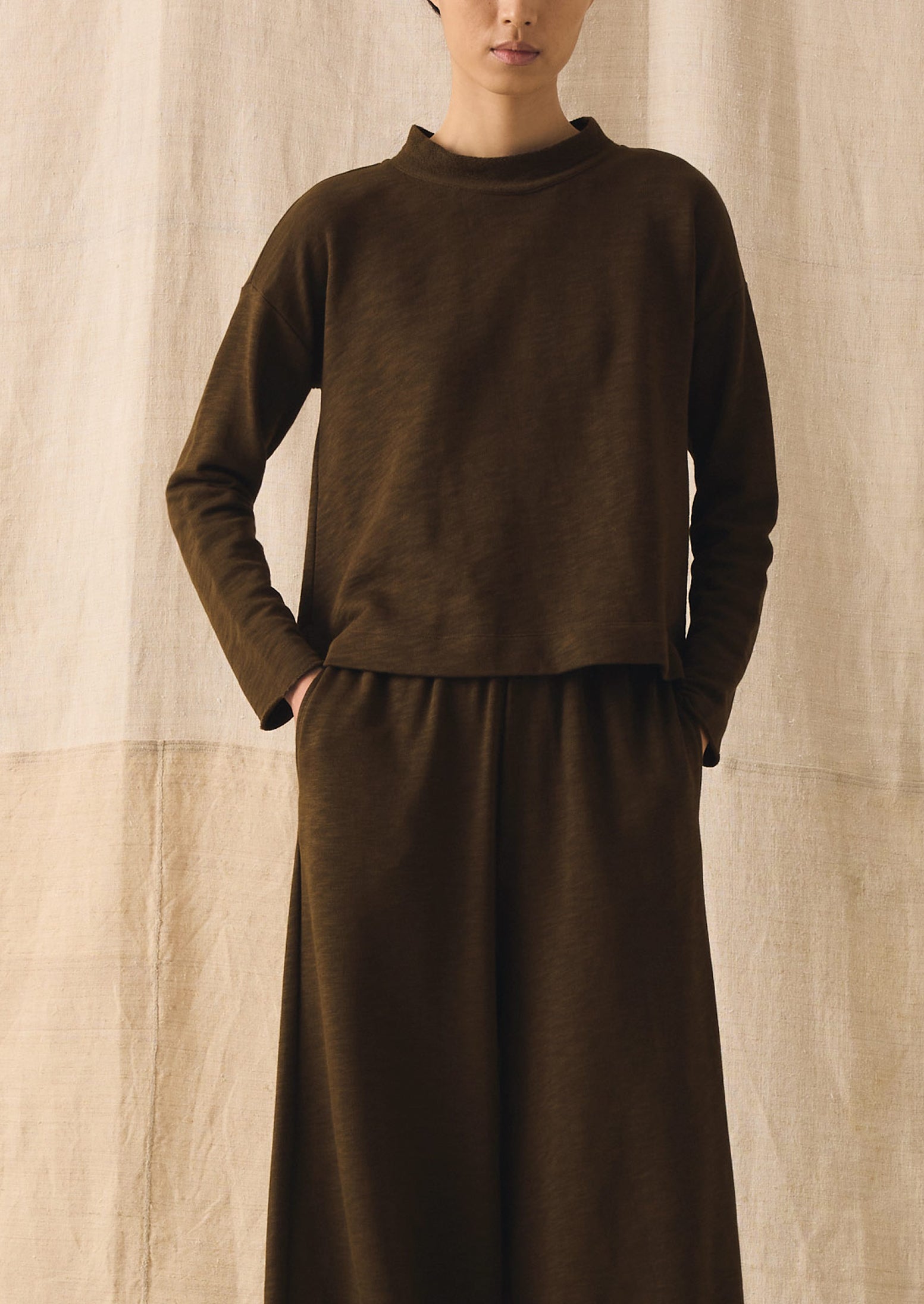 Loopback Jersey Easy Sweater | Dark Olive | TOAST
