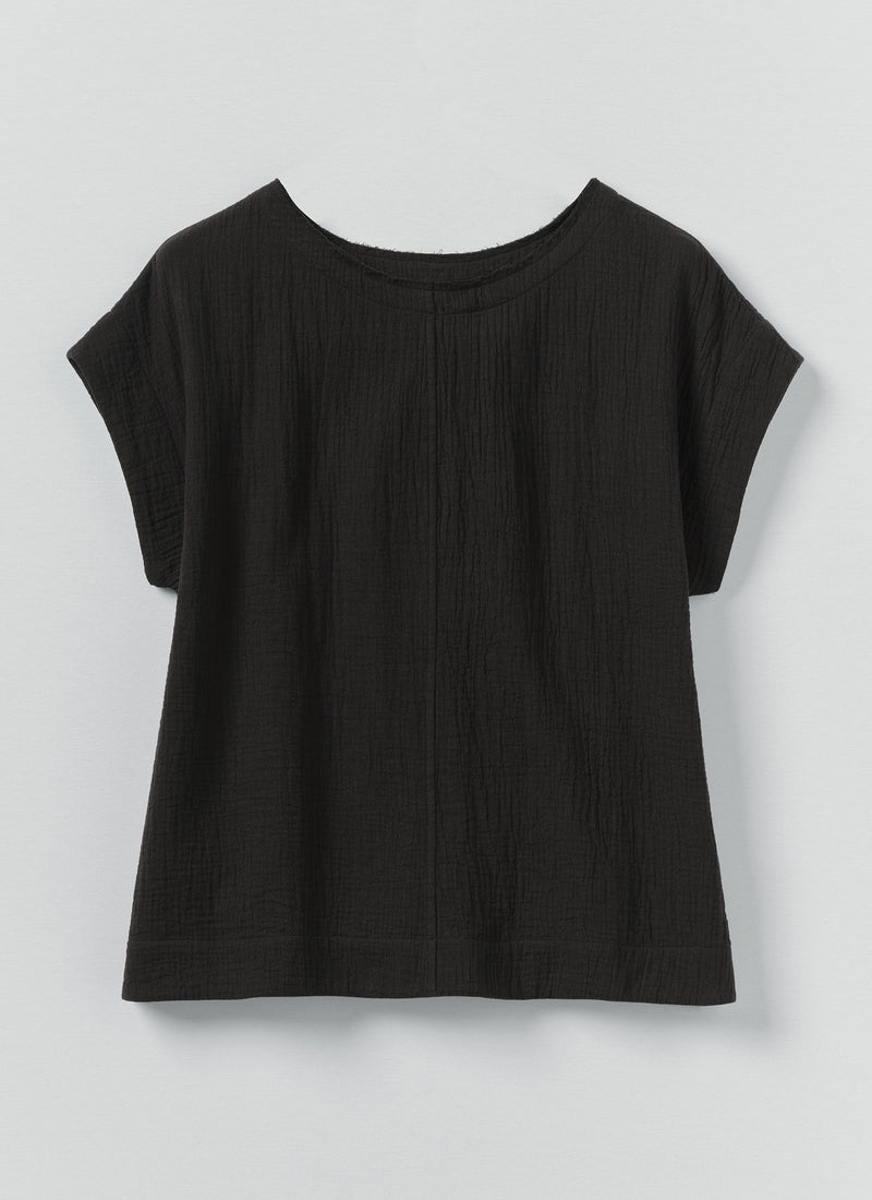 Crinkle Cotton Gauze Top | Blackberry