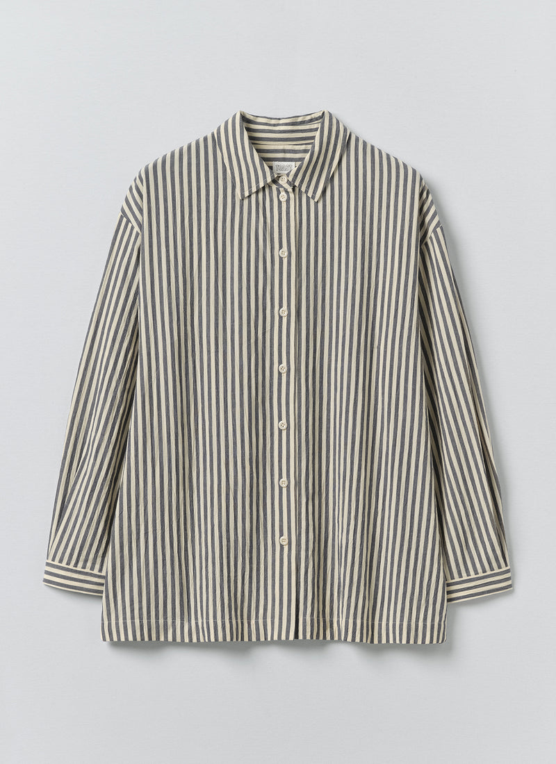 Tablier Stripe Easy Cotton Shirt | Workshop Blue
