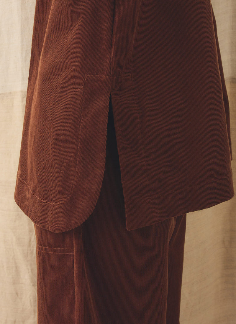 Organic Cord Smock Top | Brick Red