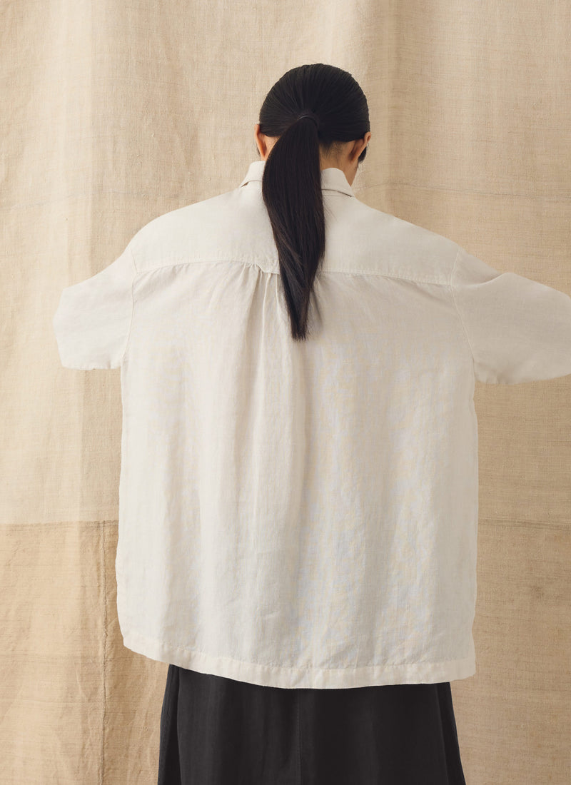 Garment Dyed Linen Easy Shirt | Oat