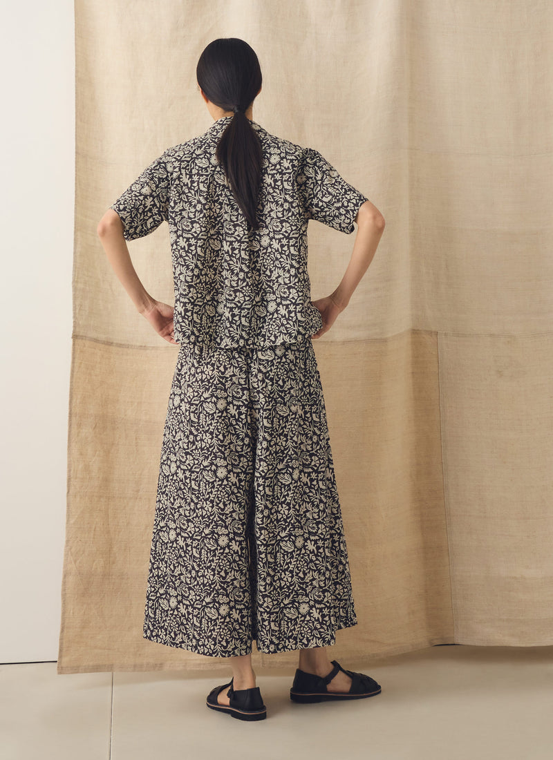 Lore Block Print Short Sleeve Shirt | Dark Coffee/Warm Ecru