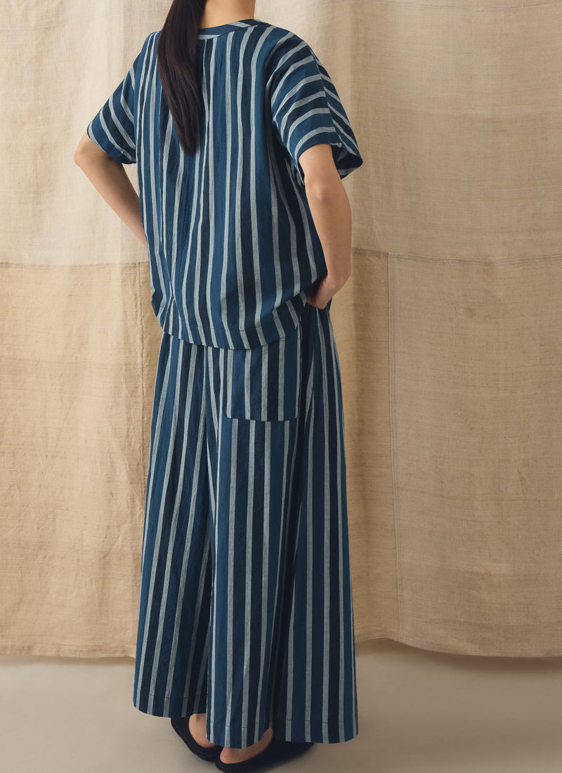 Stripe Cotton Smock Top | French Blue