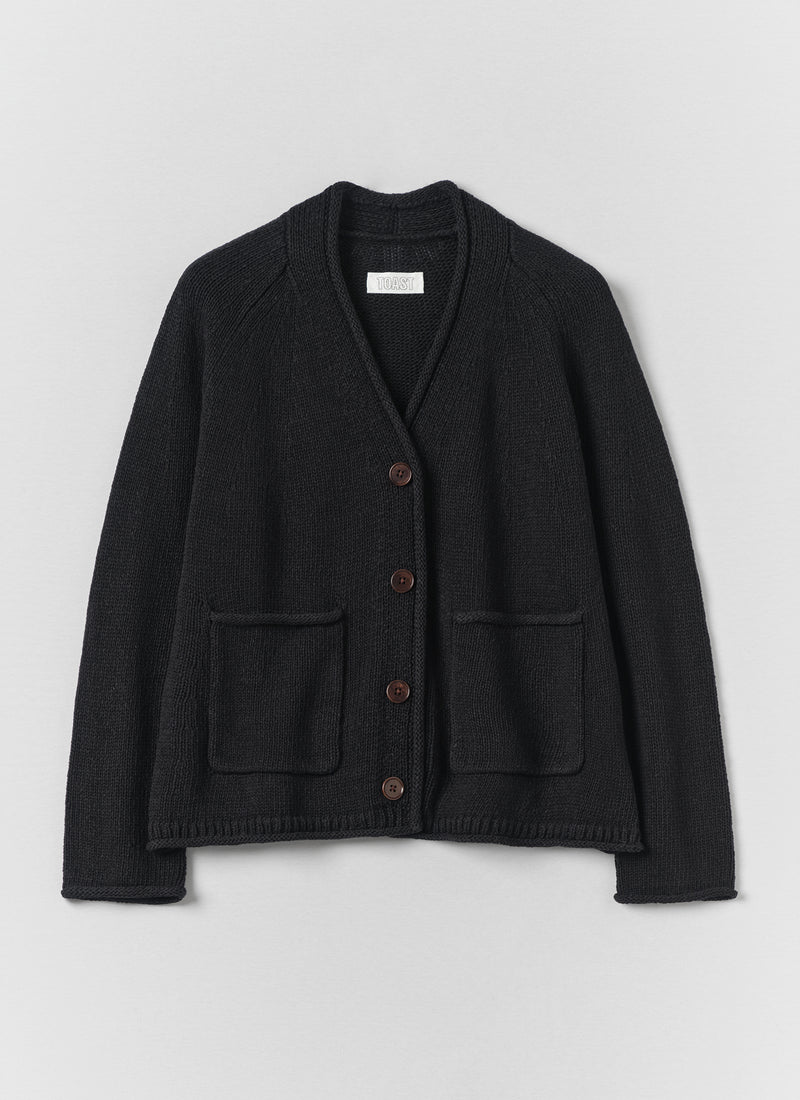 Cotton Linen V Neck Cardigan | Slate