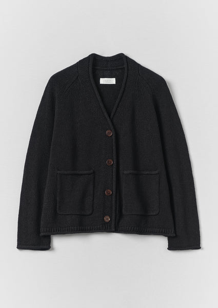Cotton Linen V Neck Cardigan | Slate | TOAST