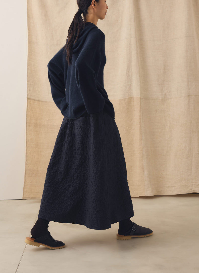 Wool Cashmere Hooded Sweater | Ink Blue