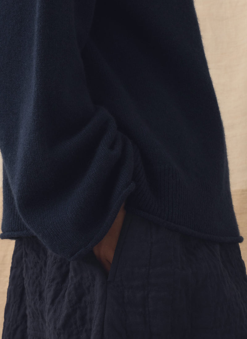 Wool Cashmere Hooded Sweater | Ink Blue