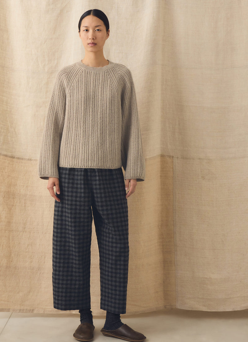 Wool Alpaca Textured Sweater | Biscuit