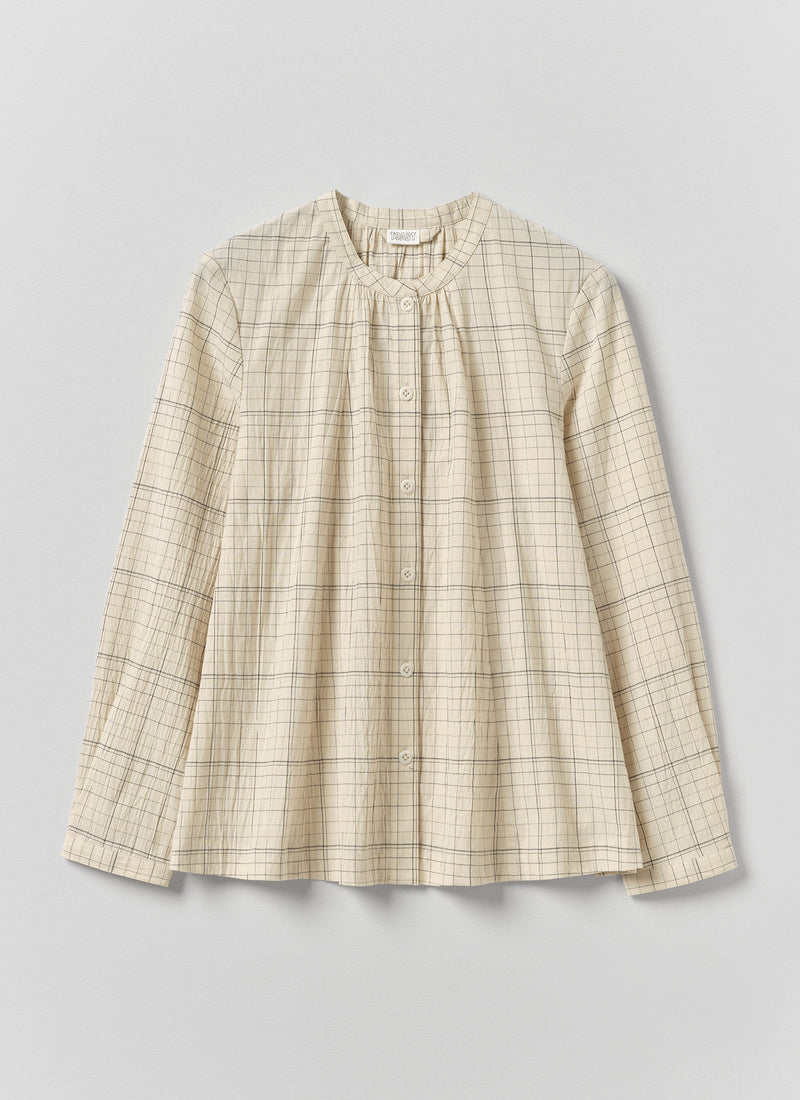 Page Check Cotton Swingy Shirt | Ecru/Black
