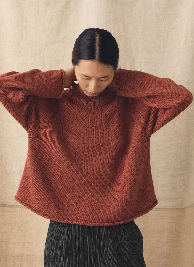 Cotton Linen Easy Sweater | Red Pitaya