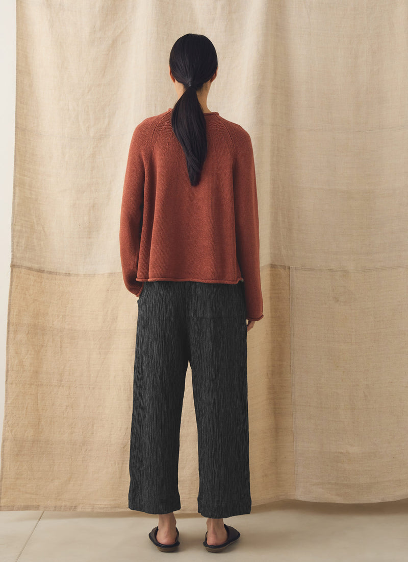 Cotton Linen Easy Sweater | Red Pitaya