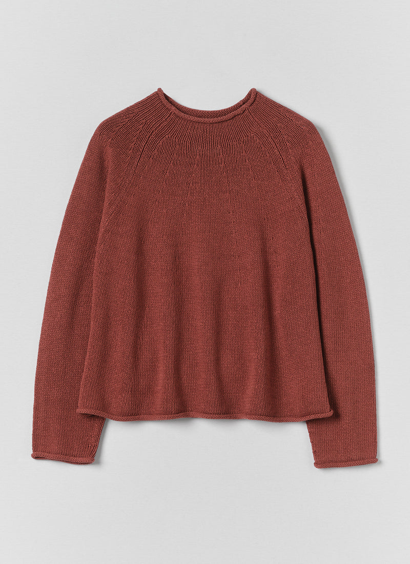 Cotton Linen Easy Sweater | Red Pitaya