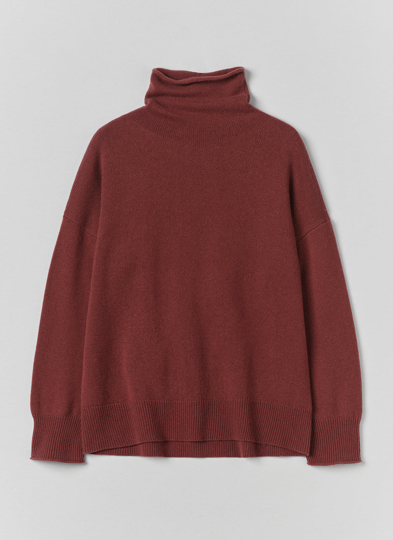 Wool Cashmere Roll Neck Sweater | Bordeaux