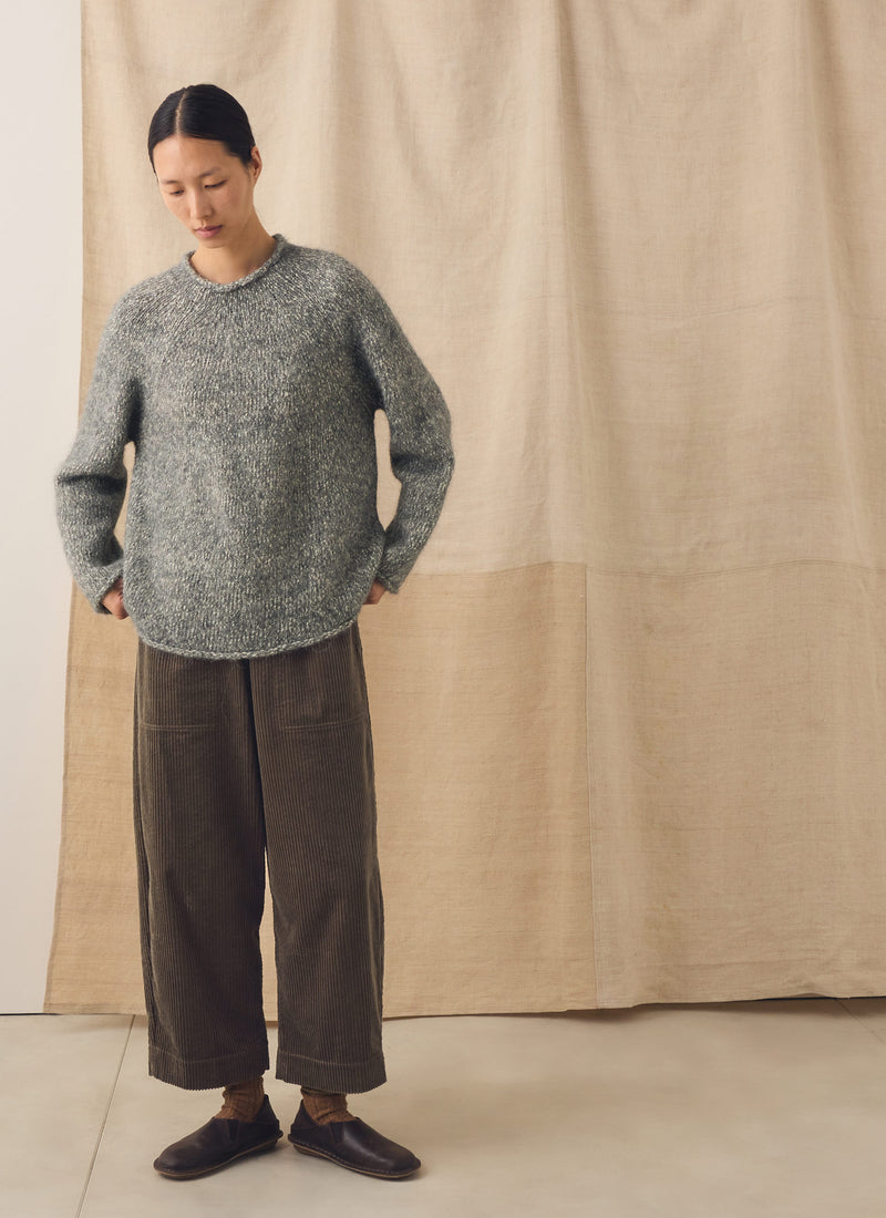 Textured Cotton Alpaca Sweater | Grey Melange