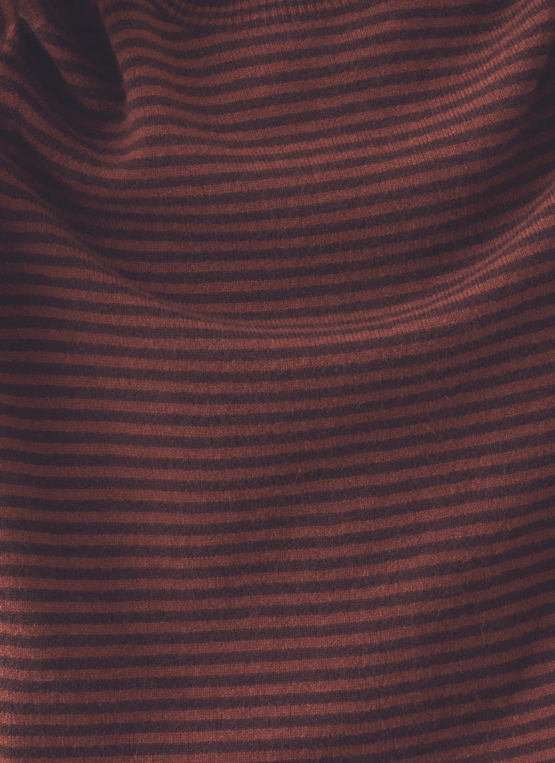 Stripe Wool Cashmere Neat Sweater | Burgundy/Bordeaux