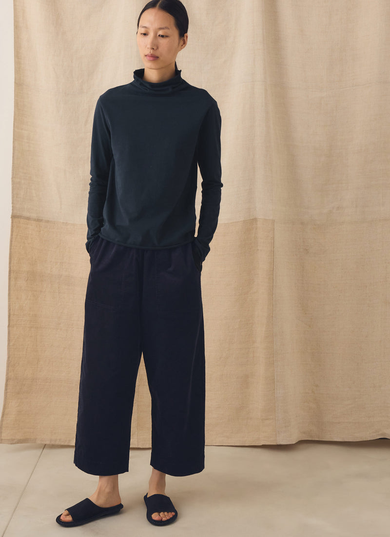 High Neck Soft Cotton Tee | Midnight