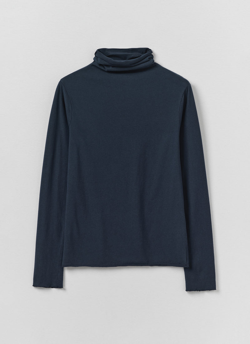 High Neck Soft Cotton Tee | Midnight