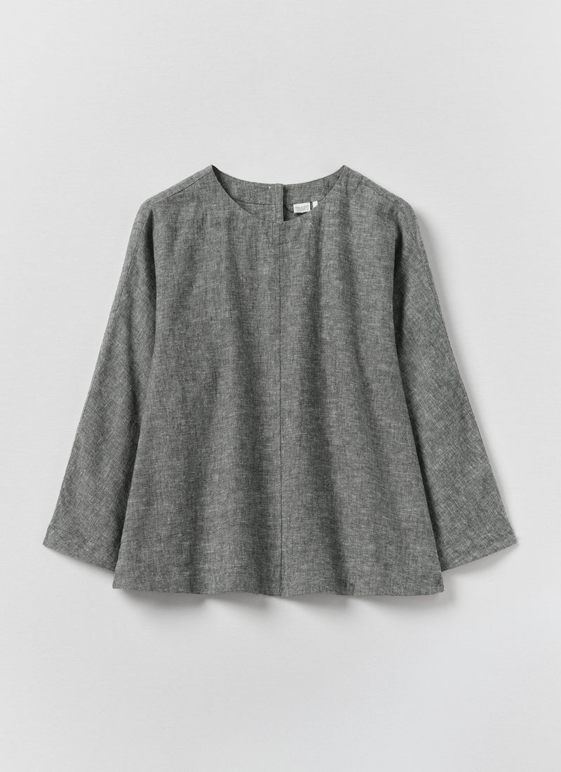 A Line Linen Cotton Top | Soft Charcoal