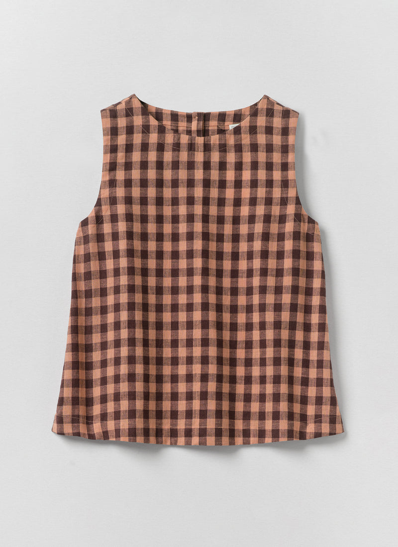Gingham Linen Cotton Tank Top | Rosewood