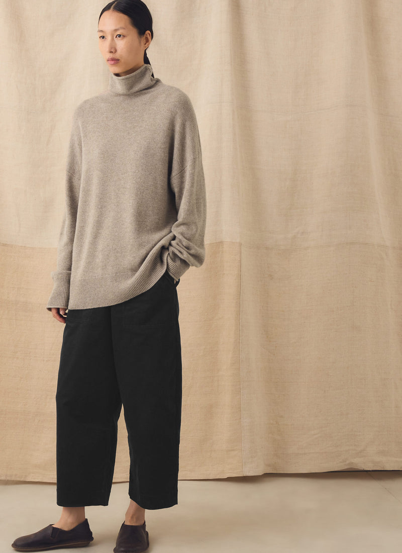 Wool Cashmere Roll Neck Sweater | Oatmeal