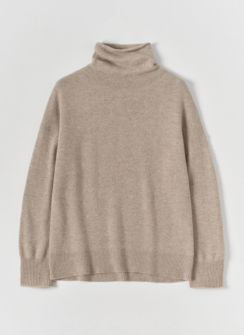 Wool Cashmere Roll Neck Sweater | Oatmeal